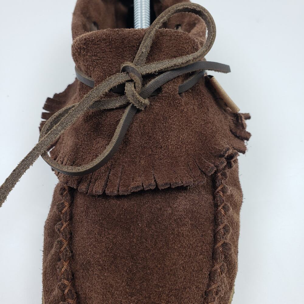 Laurentian Chief Canada Womens Size 7 Brown Leather Suede Fringe Moccasins Shoes - Picture 9 of 12